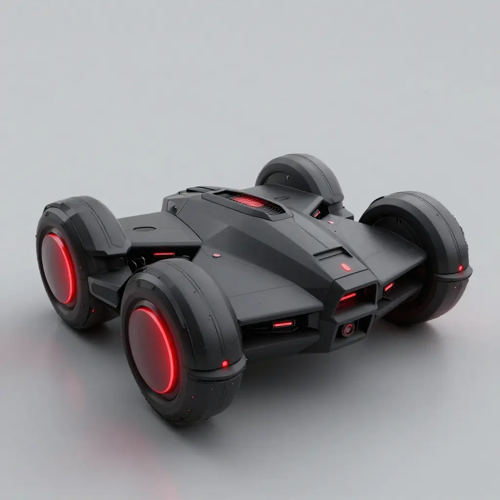 Render 3D de vehículo sci-fi